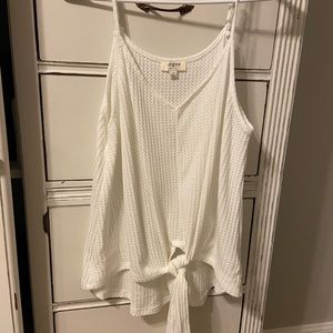 Umgee Tie Front White Crochet Tank